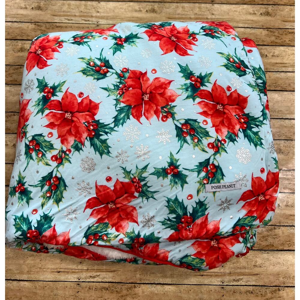 Posh Peanut Winter Lily Poinsettia Plush Luxe Patoo Bamboo Blanket 60x60